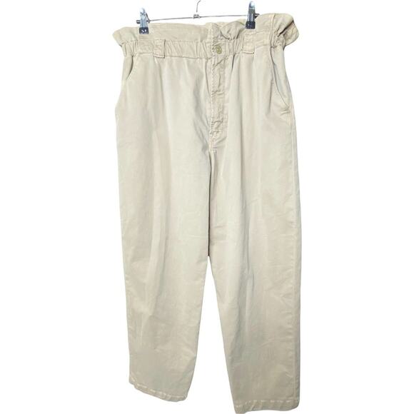 Mother The Yoyo Ruffle Greaser Ankle Tan Khaki Pants Paper Bag Waist Size 34 - Picture 3 of 16